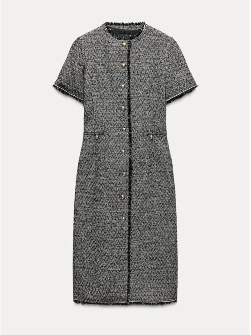 Zara ZW Collection Structured Tweed Midi Dress